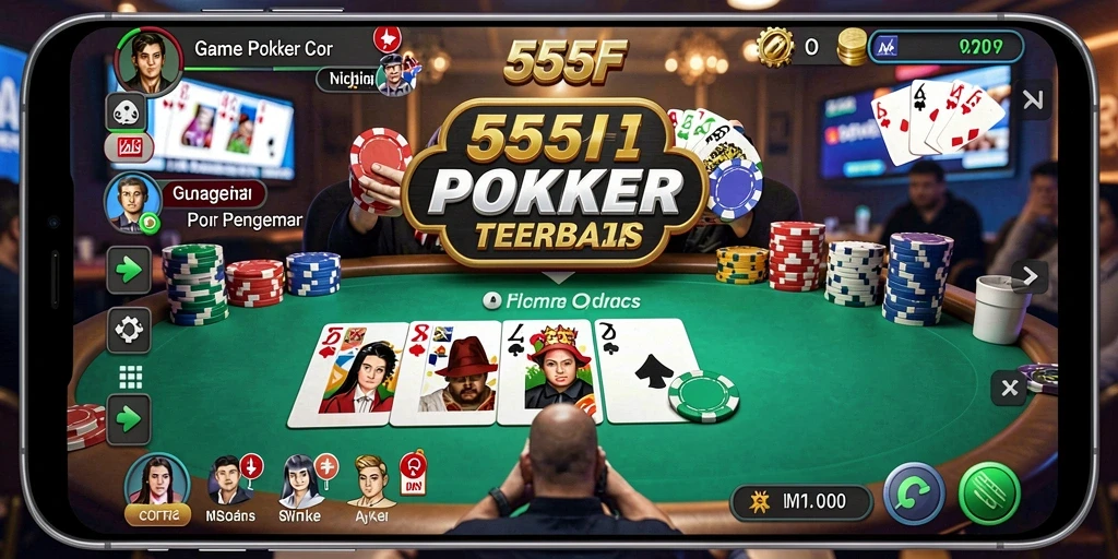 Screenshot 555F menampilkan aksi seru permainan Poker.