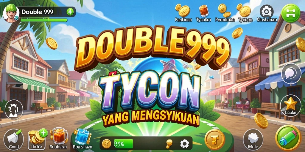 Screenshot gameplay DOUBLE999 menunjukkan keseruan mengelola bisnis.