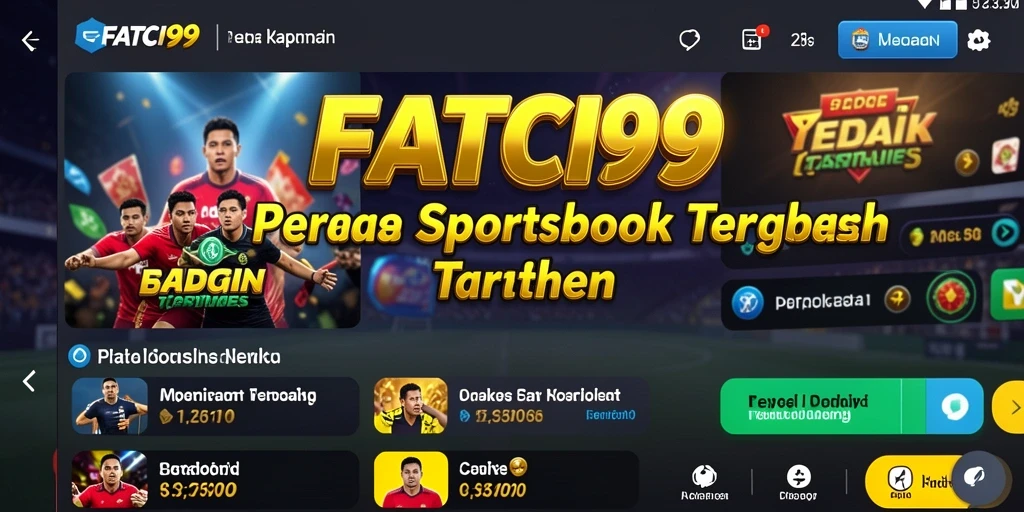 Tampilan screenshot utama menunjukkan gameplay Sportsbook yang menarik.