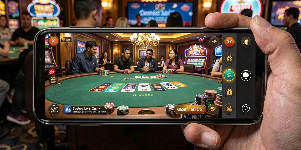 Tampilan luar biasa dengan dealer langsung dalam permainan Live Casino.