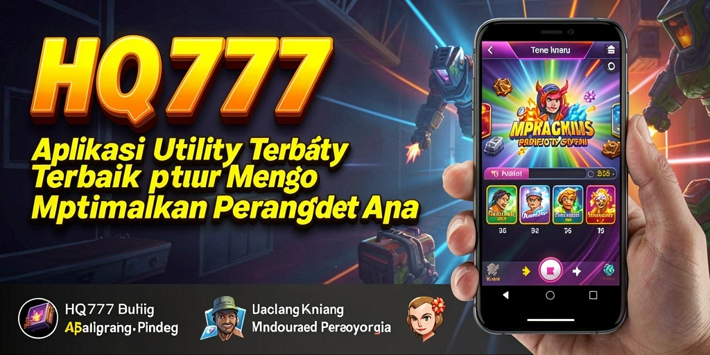 Tampilan utama aplikasi HQ777 dengan fitur optimasi perangkat.