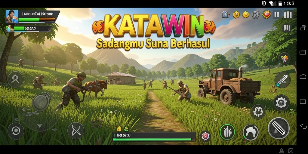 Tampilan menarik dari gameplay KATAWIN yang menunjukkan aktivitas bertani.