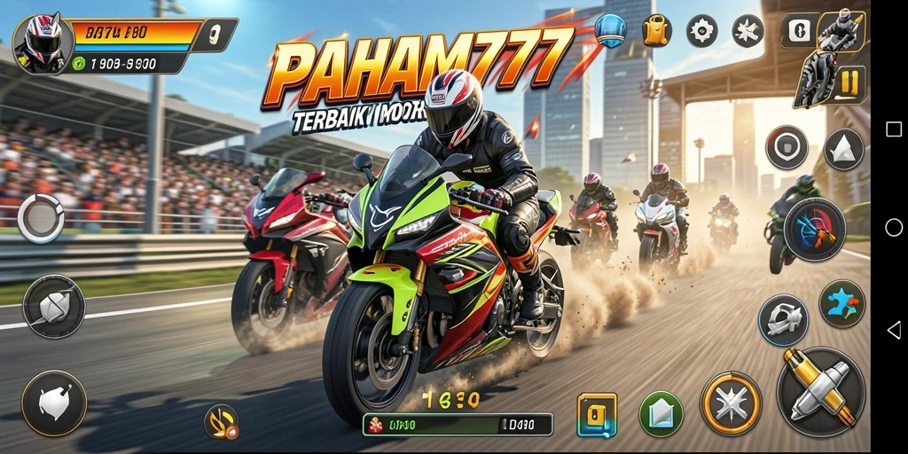 Tampilan gameplay seru dalam balapan motor PAHAM777.