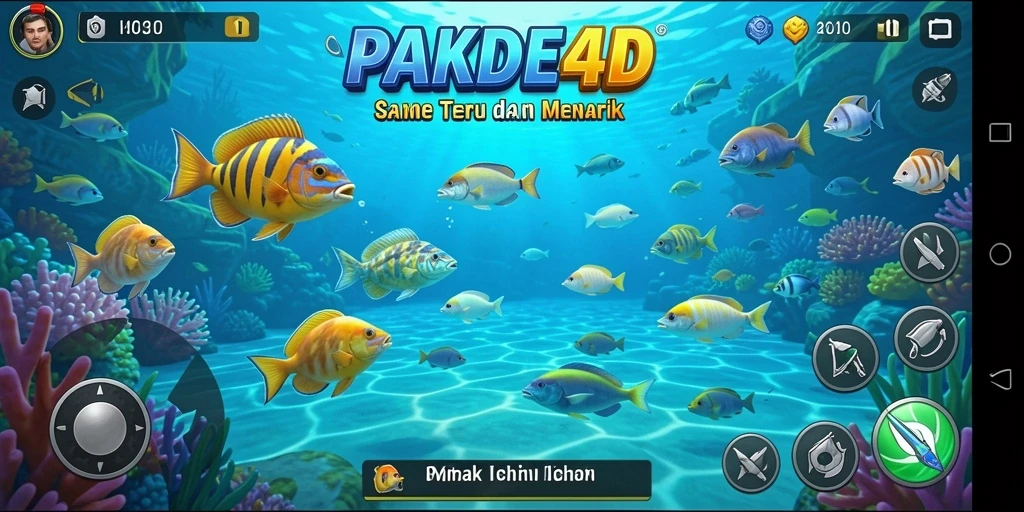 Screenshot gameplay PAKDE4D yang menunjukkan aksi seru menangkap ikan.
