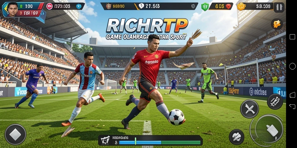 Screenshot utama RICHRTP menampilkan aksi seru dalam permainan olahraga.