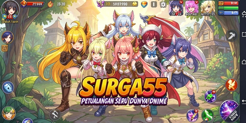 Screenshot SURGA55 menampilkan aksi karakter dalam dunia anime yang menakjubkan.