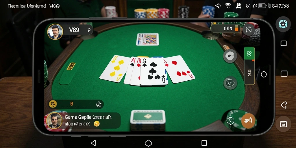 Tampilan permainan Gaple yang seru dan interaktif di V89.